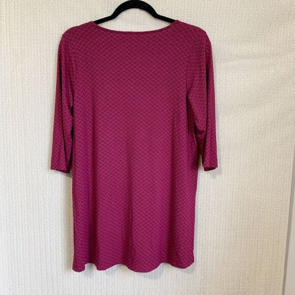 J.Jill Wearever Womens Geometric Tunic Top Size Small Purple Slit Side V-Neck - Picture 8 of 8